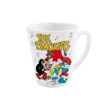 The smurfs, Κούπα κωνική Latte Λευκή, κεραμική, 300ml