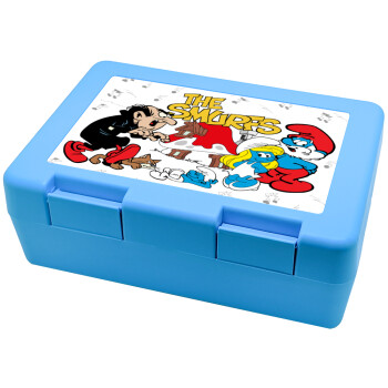 The smurfs, Children's cookie container LIGHT BLUE 185x128x65mm (BPA free plastic)