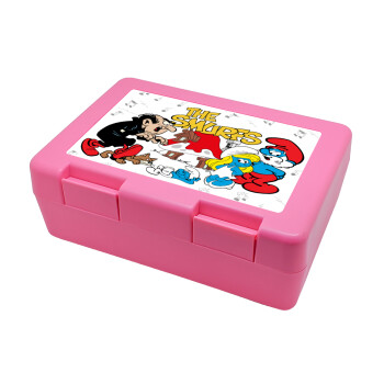The smurfs, Children's cookie container PINK 185x128x65mm (BPA free plastic)