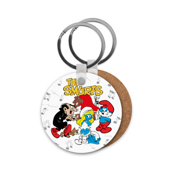 The smurfs, Μπρελόκ Ξύλινο στρογγυλό MDF Φ5cm