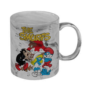 Τα στρουμφάκια, Κούπα κεραμική, marble style (μάρμαρο), 330ml