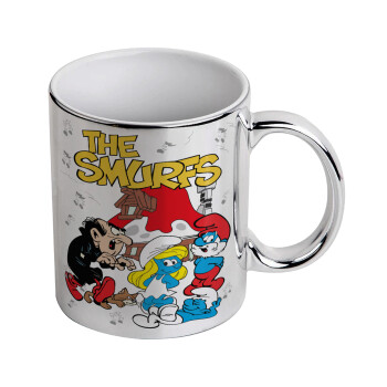 The smurfs, Mug ceramic, silver mirror, 330ml