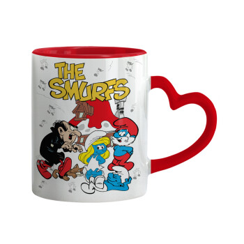 The smurfs, Mug heart red handle, ceramic, 330ml