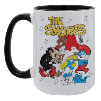 The smurfs, Κούπα Mega 15oz, κεραμική Μαύρη, 450ml
