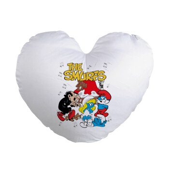 Τα στρουμφάκια, Μαξιλάρι καναπέ καρδιά 40x40cm περιέχεται το  γέμισμα