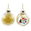 Στολίδι Χριστουγεννιάτικη μπάλα δένδρου διάφανη με χρυσό γέμισμα 8cm
