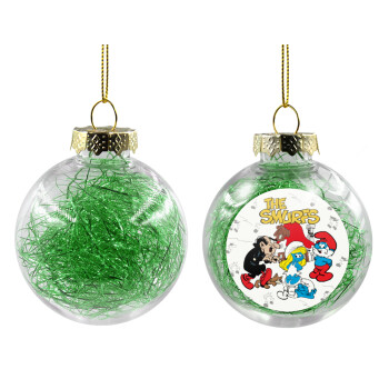 The smurfs, Χριστουγεννιάτικη μπάλα δένδρου διάφανη με πράσινο γέμισμα 8cm