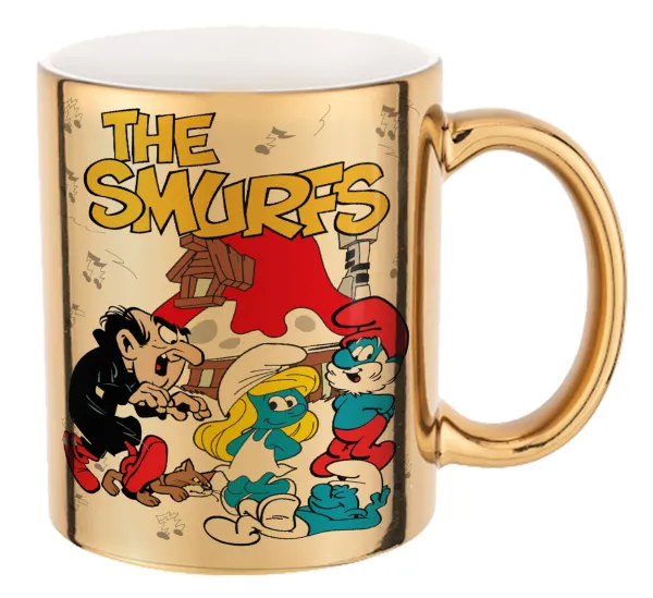 The smurfs — Mug ceramic, gold mirror, 330ml