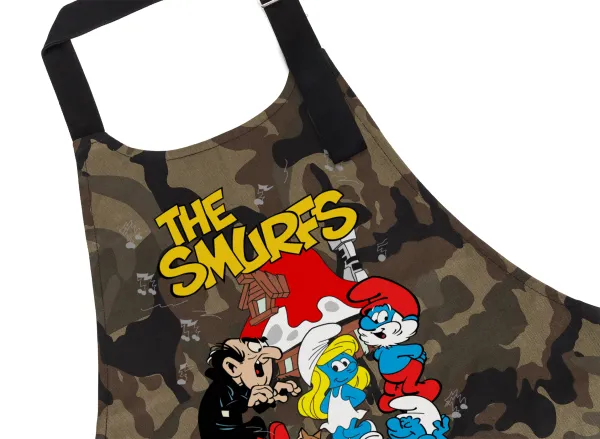 The smurfs — Chef's cooking apron with pockets, cotton, camouflage (adult, 100% cotton)
