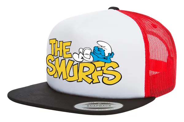 Τα στρουμφάκια — Καπέλο Ενηλίκων Foam Flat Snapback με Δίχτυ Μαύρο-Λευκό-Κόκκινο (POLYESTER, ΕΝΗΛΙΚΩΝ, UNISEX, ONE SIZE)