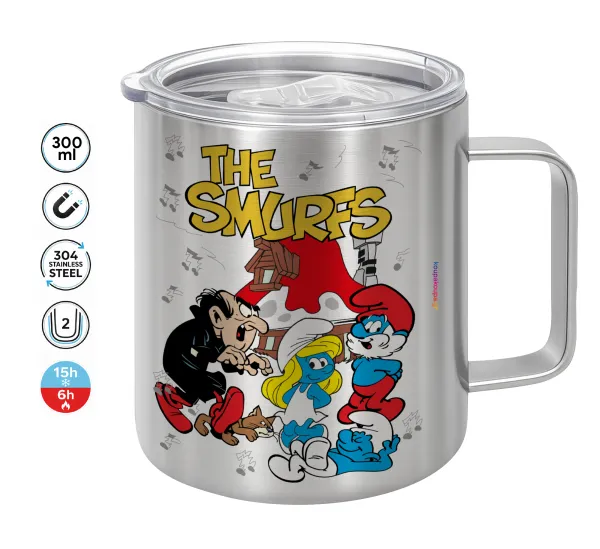 The smurfs — Double-walled stainless steel mug 300ml with temperature-retaining lid