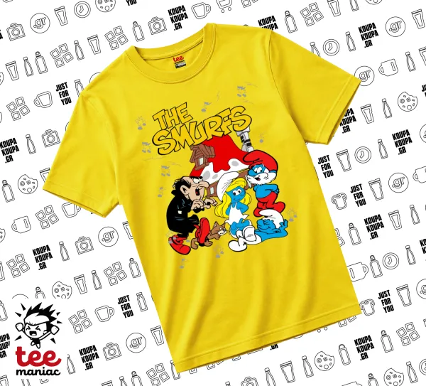 Τα στρουμφάκια — Κίτρινο Άνετο παιδικό T-Shirt από 100% βαμβάκι, για κάθε μέρα. Vegan & OEKO-TEX πιστοποιημένο.