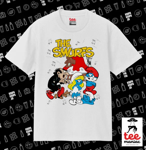 Τα στρουμφάκια — ΛΕΥΚΟ Κλασικό T-Shirt, διπλής ραφής, χωρίς πλευρικές ραφές από 100% βαμβάκι. Vegan & OEKO-TEX πιστοποιημένο.