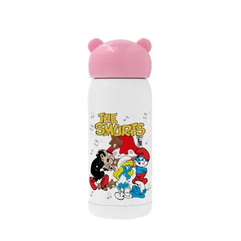 The smurfs, Pink stainless steel thermal flask, 320ml