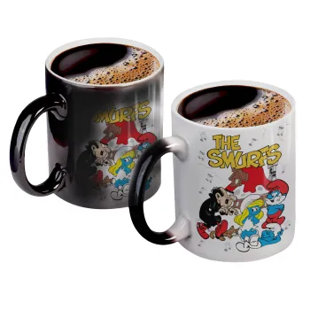 The smurfs, Color changing magic Mug, ceramic, 330ml when adding hot liquid inside, the black colour desappears (1 pcs)