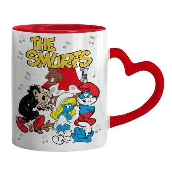 The smurfs, Mug heart red handle, ceramic, 330ml