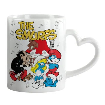 The smurfs, Mug heart handle, ceramic, 330ml