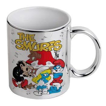 The smurfs, Mug ceramic, silver mirror, 330ml