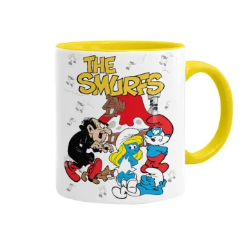 Τα στρουμφάκια, Κούπα χρωματιστή κίτρινη, κεραμική, 330ml