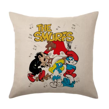 The smurfs, Μαξιλάρι καναπέ ΛΙΝΟ 40x40cm περιέχεται το  γέμισμα