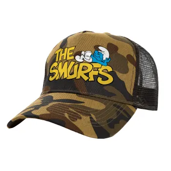 The smurfs, Adult Structured Trucker Hat, with Mesh, (Camouflage) Army (100% COTTON, ADULT, UNISEX, ONE SIZE)