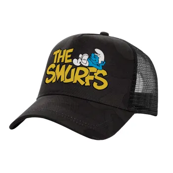 The smurfs, Adult Structured Trucker Hat, with Mesh, Dark Army (100% COTTON, ADULT, UNISEX, ONE SIZE)