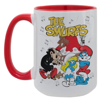 The smurfs, Κούπα Mega 15oz, κεραμική Κόκκινη, 450ml