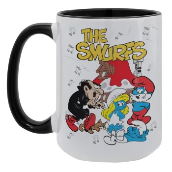 Τα στρουμφάκια, Κούπα Mega 15oz, κεραμική Μαύρη, 450ml