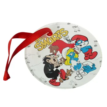 The smurfs, Christmas ornament glass 9cm