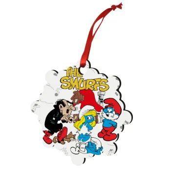 Τα στρουμφάκια, Στολίδι Χριστουγεννιάτικο στολίδι snowflake ξύλινο 7.5cm