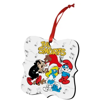 The smurfs, Christmas ornament polygon wooden 7.5cm
