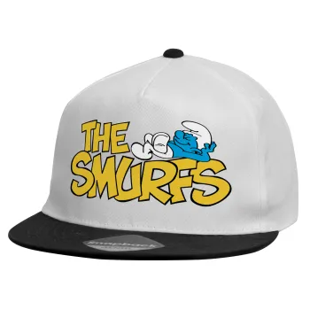 Τα στρουμφάκια, Καπέλο παιδικό Flat Snapback, Λευκό (100% ΒΑΜΒΑΚΕΡΟ, ΠΑΙΔΙΚΟ, UNISEX, ONE SIZE)