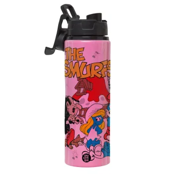 The smurfs, Metallic water bottle with safety lid, 850ml aluminum