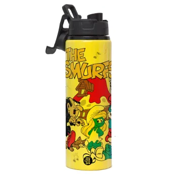 The smurfs, Metallic water bottle with safety lid, 850ml aluminum