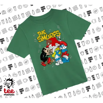 Τα στρουμφάκια, Άνετο παιδικό T-Shirt ΠΡΑΣΙΝΟ από 100% βαμβάκι, για κάθε μέρα. Vegan & OEKO-TEX πιστοποιημένο.