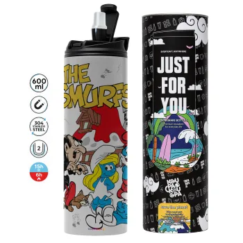 Τα στρουμφάκια, Tumbler ποτήρι θερμό ΓΚΡΙ από ανοξείδωτο ατσάλι 600ml