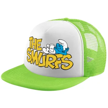 Τα στρουμφάκια, Καπέλο Ενηλίκων Soft Trucker με Δίχτυ ΠΡΑΣΙΝΟ/ΛΕΥΚΟ (POLYESTER, ΕΝΗΛΙΚΩΝ, ONE SIZE)