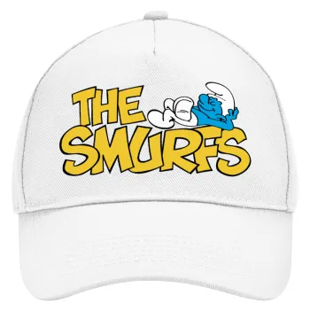 The smurfs, Adult Baseball Cap, Drill, White (100% COTTON, ADULT, UNISEX, ONE SIZE)