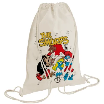 The smurfs, Backpack bag GYMBAG natural (28x40cm)