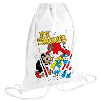 The smurfs, Backpack pouch GYMBAG white (28x40cm)