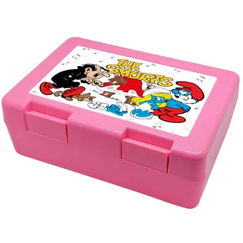 Τα στρουμφάκια, Παιδικό δοχείο κολατσιού ΡΟΖ 185x128x65mm (BPA free πλαστικό)