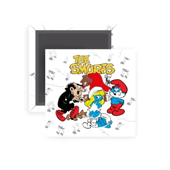 The smurfs, Μαγνητάκι ψυγείου τετράγωνο διάστασης 5x5cm