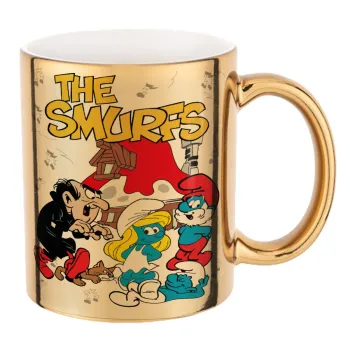 Τα στρουμφάκια, Κούπα κεραμική, χρυσή καθρέπτης, 330ml