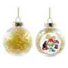 Transparent Christmas tree ball ornament with gold filling 8cm