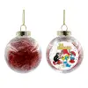 Transparent Christmas tree ball ornament with red filling 8cm