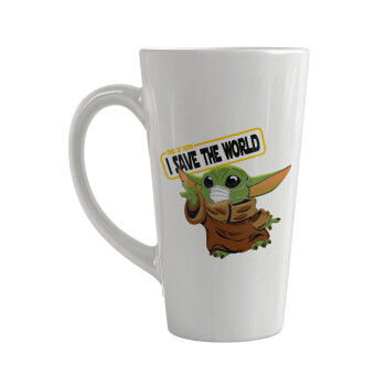 Baby Yoda, This is how i save the world!!! , Κούπα κωνική Latte Μεγάλη, κεραμική, 450ml