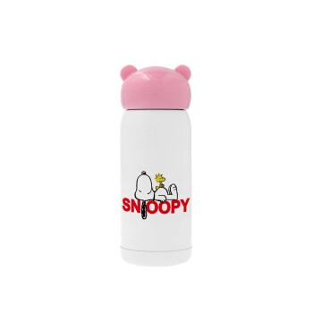 Snoopy sleep, Ροζ ανοξείδωτο παγούρι θερμό (Stainless steel), 320ml