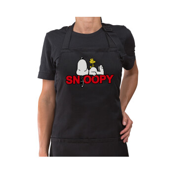 Snoopy sleep, Ποδιά μακριά Σεφ ολόσωμη με τσέπες Μαύρη (ΕΝΗΛΙΚΩΝ)
