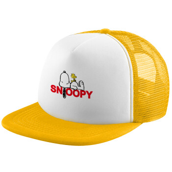 Snoopy sleep, Καπέλο Soft Trucker με Δίχτυ Κίτρινο/White 