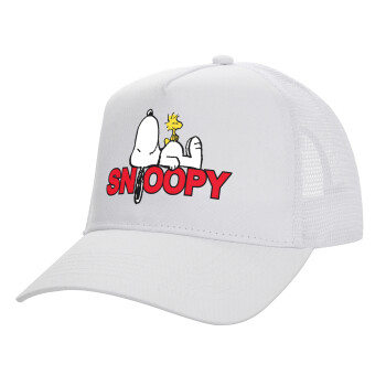 Snoopy sleep, Καπέλο Ενηλίκων Structured Trucker, με Δίχτυ, ΛΕΥΚΟ (100% ΒΑΜΒΑΚΕΡΟ, ΕΝΗΛΙΚΩΝ, UNISEX, ONE SIZE)